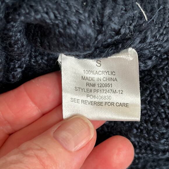 Pink Rose Open Knit Cowl Neck Navy Blue Sweater Vest NWT Size Small - Picture 13 of 16